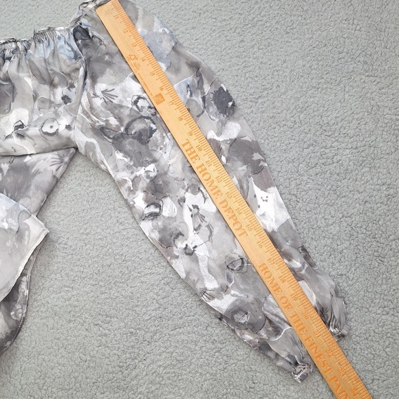 White House Black Market Top Womens Large Black Gray Watercolor Off Shoulder - Picture 6 of 9